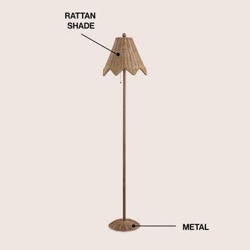 Tybee 60.5" Traditional Coastal Rattan Scalloped LED Floor Lamp